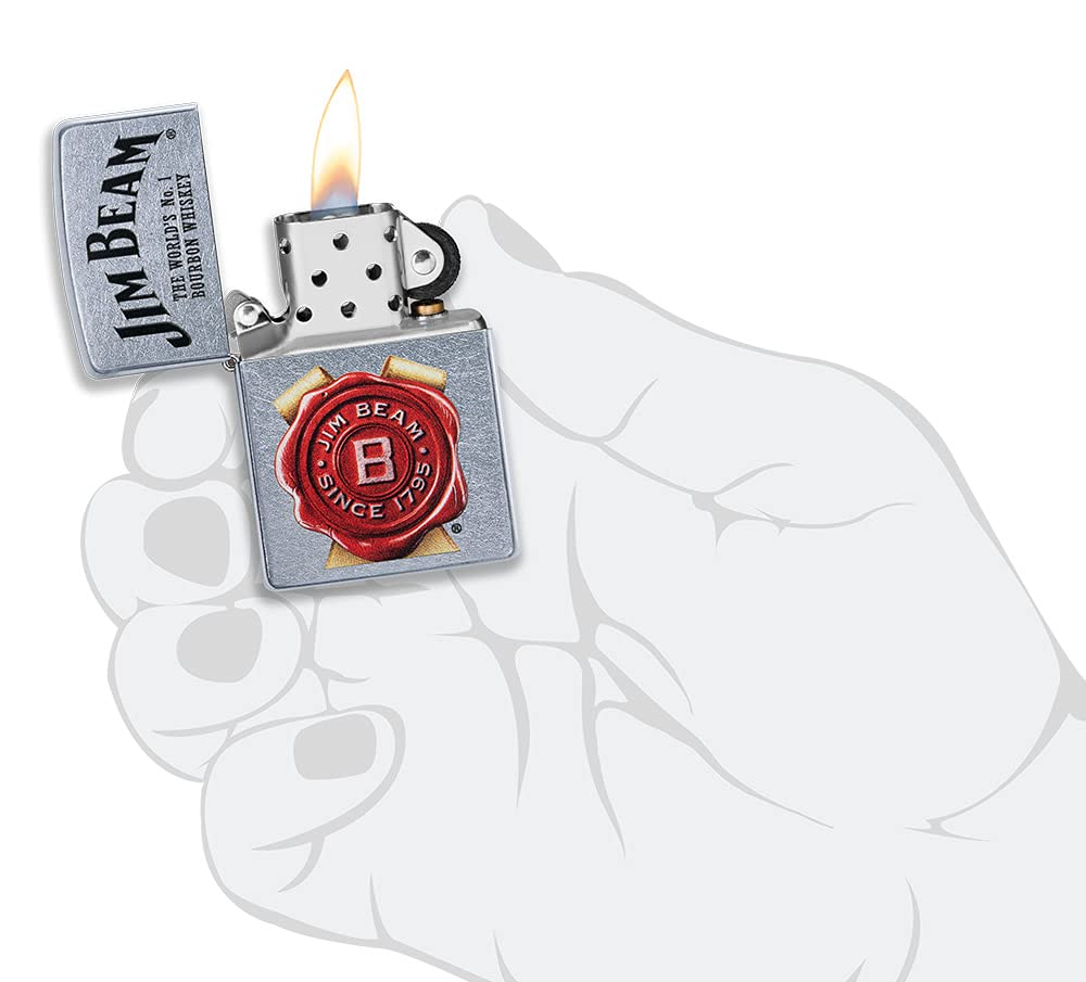 Zippo Jim Beam Street Lighter in Chrome (Made in USA) - Officially Licensed