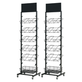 2x 12 Tier Placemat Display Rack Pack - Brochure/Magazine/Newspaper Storage Stand on Wheels (Black Frame)