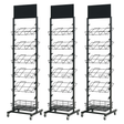 3x 12 Tier Placemat Display Rack Pack - Brochure/Magazine/Newspaper Storage Stand on Wheels (Black Frame)