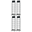 4x 12 Tier Placemat Display Rack Bulk Pack - Brochure/Magazine/Newspaper Storage Stand on Wheels (Black Frame)