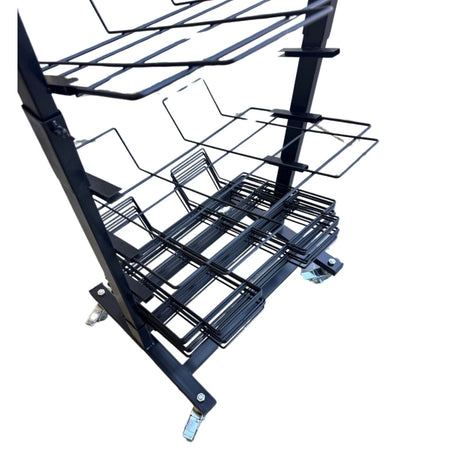 12 Tier Placemat Brochure Magazine Newspaper Display Rack Storage Stand on Wheels - Black Frame