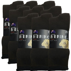 9 Pairs Brown Merino Wool Socks - Mens Heavy Duty Premium Thick Work Socks w/ Cushion
