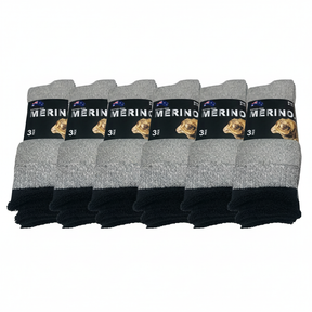 9 Pairs Grey Merino Wool Socks - Mens Heavy Duty Premium Thick Work Socks w/ Cushion