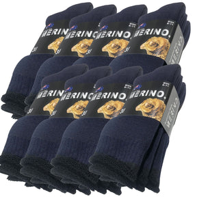 9 Pairs Navy Blue Merino Wool Socks - Mens Heavy Duty Premium Thick Work Socks w/ Cushion