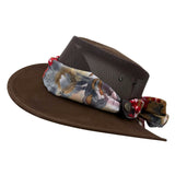 Jacaru 1023 Horizon Womens Vegan Leather Breeze Hat with Scarf - Mesh Crown (Made in Australia)