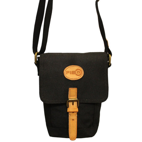 FIB Water Resistant Small Shoulder Canvas Bag w Adjustable Shoulder Strap - Black