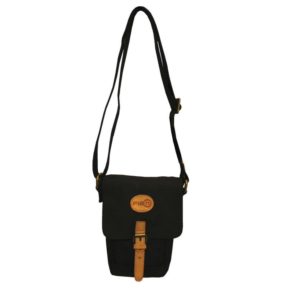 FIB Water Resistant Small Shoulder Canvas Bag w Adjustable Shoulder Strap - Black