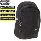 FIB Anti-Theft Slash Proof Back Pack RFID Bag w Laptop Pocket - Black