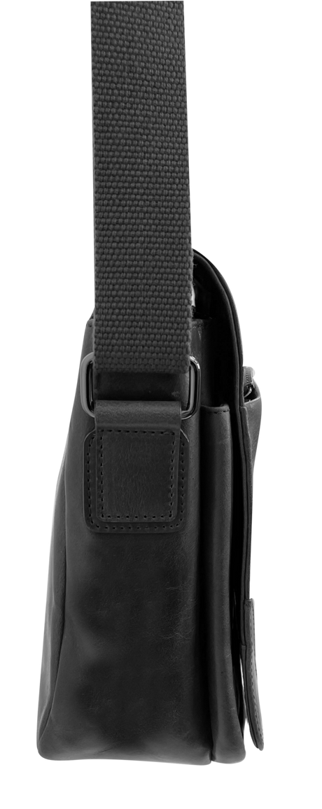 Futura Mens Leather Laptop Messenger Sling Bag - Black (School Work Shoulder Strap)