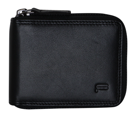 Futura Mens RFID Zip Around Leather Wallet - Black (Extra Card Slots)