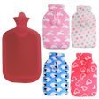 2L HOT WATER BOTTLE with Coral Fleece Cover Winter Warm Natural Rubber Bag