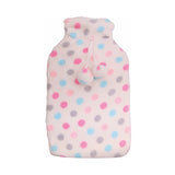 2L HOT WATER BOTTLE with Coral Fleece Cover Winter Warm Natural Rubber Bag