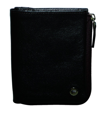 Futura Mens RFID Zip Around Leather Wallet - Black
