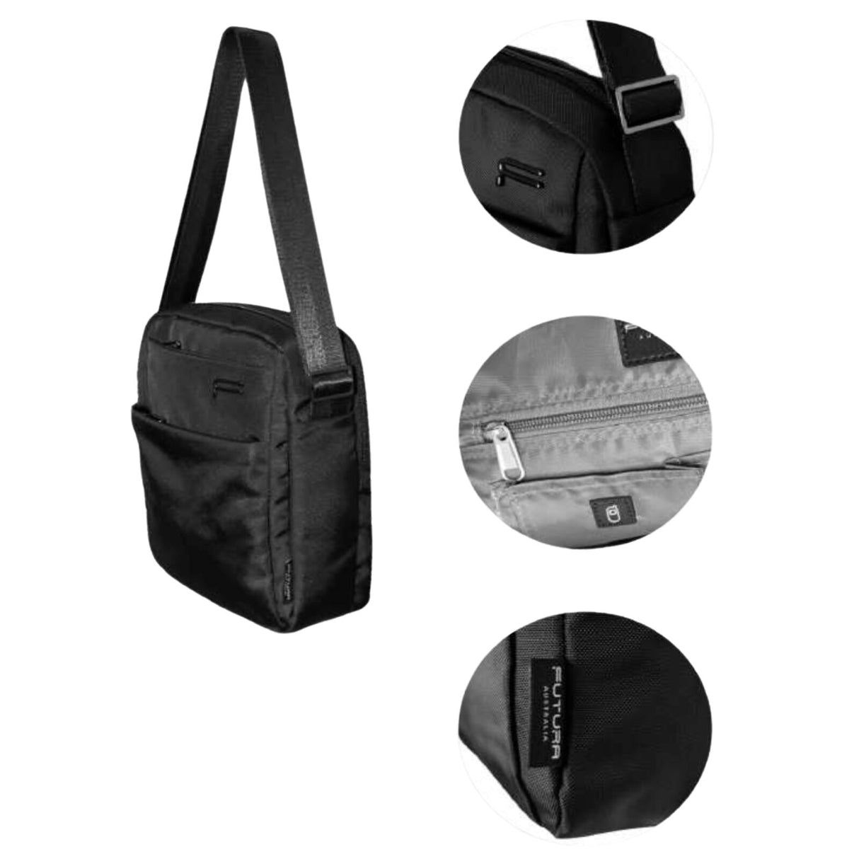 Futura Australia City Vertical Crossover Bag - Black
