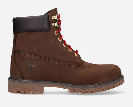 Timberland Womens 6 Inches Premium Waterproof Boot - Dark Brown with Red - US 13