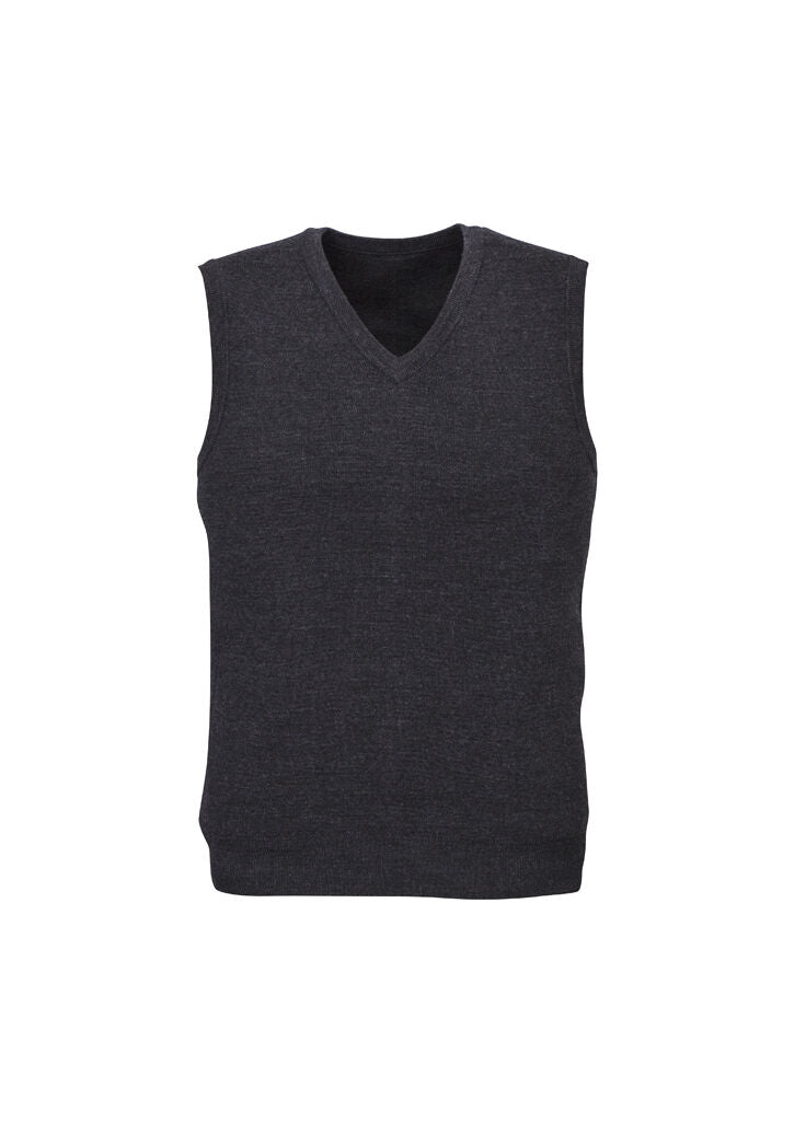 Advatex Mens Wool Blend V Neck Sleeveless Vest (Double Knit) - Charcoal