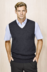 Advatex Mens Wool Blend V Neck Sleeveless Vest (Double Knit) - Charcoal