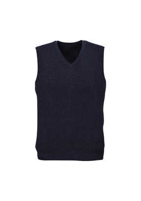Advatex Mens Wool Blend V Neck Sleeveless Vest (Double Knit) - Navy