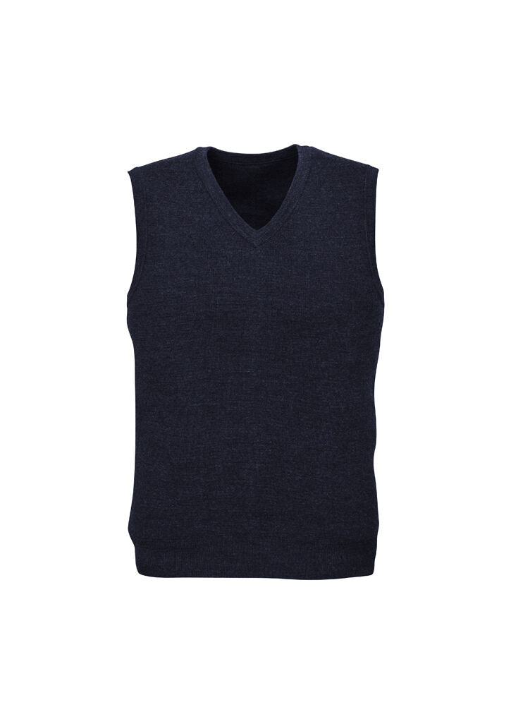 Advatex Mens Wool Blend V Neck Sleeveless Vest (Double Knit) - Navy