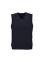 Mens Wool Blend V Neck Vest Sleeveless Double Knit  - Navy - 2X-Large