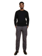 Mens 100% Cotton Cargo Pants Relaxed Easy Fit Straight Leg in Charcoal