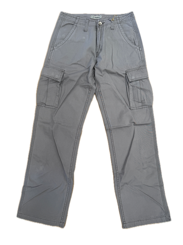Mens 100% Cotton Cargo Pants Relaxed Easy Fit Straight Leg in Grey