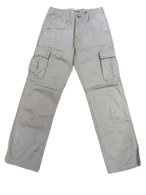 Mens 100% Cotton Cargo Pants Relaxed Easy Fit Straight Leg in Light Grey