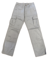 Mens 100% Cotton Cargo Pants Relaxed Easy Fit Straight Leg in Light Grey