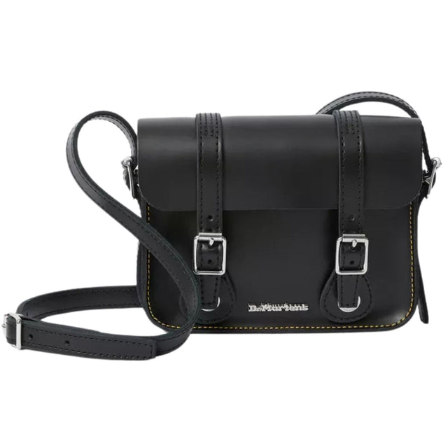Dr. Martens 7 Inch Satchel Bag Leather Shoulder Crossbody Magnetic Buckle in Black Kiev
