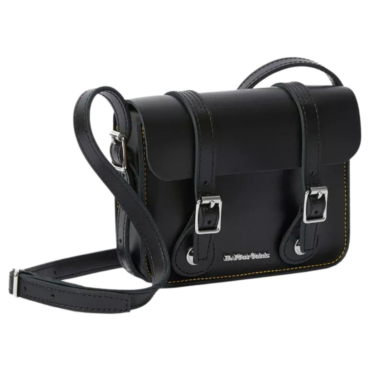 Dr. Martens 7 Inch Satchel Bag Leather Shoulder Crossbody Magnetic Buckle in Black Kiev