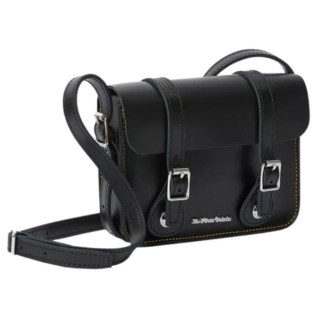 Dr. Martens 7 Inch Satchel Bag Leather Shoulder Crossbody Magnetic Buckle in Black Kiev