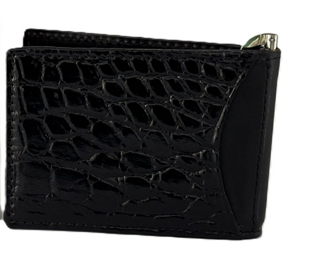 Mens Genuine Crocodile Leather Money Clip Wallet - Black (Made in Australia)
