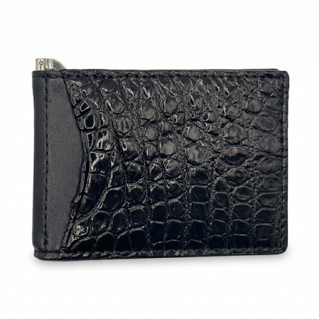 Mens Genuine Crocodile Leather Money Clip Wallet - Black (Made in Australia)
