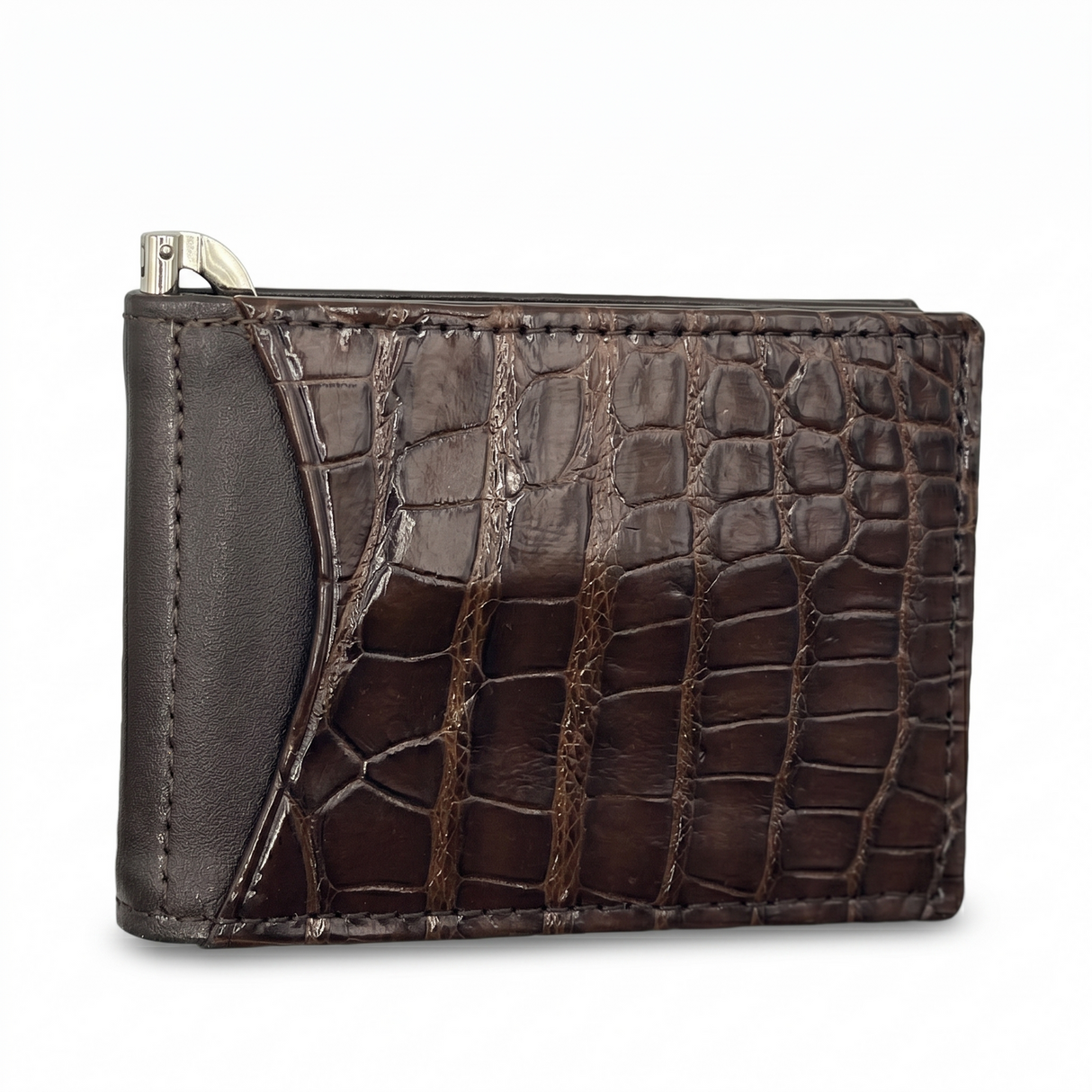 Mens Genuine Crocodile Leather Money Clip Wallet - Brown (Made in Australia)