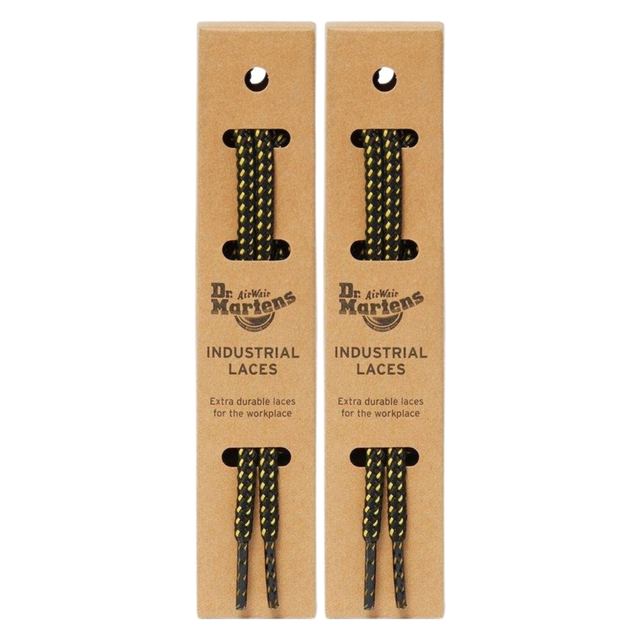 2x Dr. Martens 90cm Flat Cotton Laces Pack - Black/Yellow (4-5 Eye Shoes)