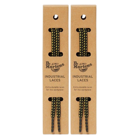 2x Dr. Martens 90cm Flat Cotton Laces Pack - Black/Yellow (4-5 Eye Shoes)