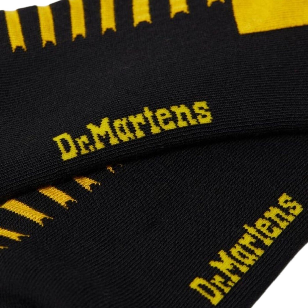 Dr. Martens Double Docs Socks in Black Yellow – Organic Cotton Blend – Cushioned – New