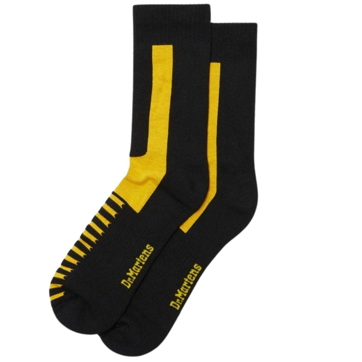 Dr. Martens Double Docs Socks in Black Yellow – Organic Cotton Blend – Cushioned – New