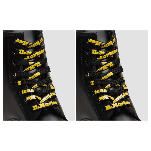 2x Dr. Martens 55"/140cm Round Laces Pack - Black/Yellow (8-10 Eye Boots)