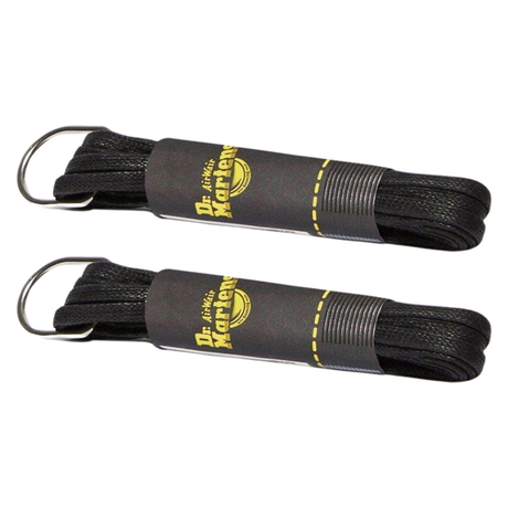 2x Dr. Martens 140cm Waxed Flat Laces Pack - Black (8-10 Eye Boots)
