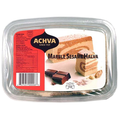 3x 454g Achva Sesame Halva with Vanilla & Chocolate Marble (Kosher Parve) - Product of Israel (Bulk Pack)