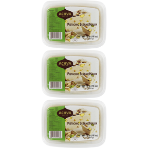 3x 454g Achva Sesame Halva with Pistachio (Kosher Parve) - Product of Israel (Bulk Pack)