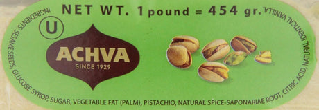 3x 454g Achva Sesame Halva with Pistachio (Kosher Parve) - Product of Israel (Bulk Pack)
