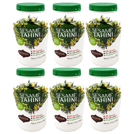 6x 500g Achva Sesame Tahini Paste Bulk Pack - 100% Ground Sesame Seeds (All Natural)