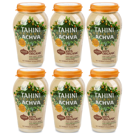 6x 500g Achva Organic Sesame Tahini Paste Bulk Pack - 100% Ground Sesame Seeds (All Natural)