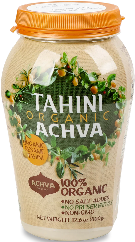 6x 500g Achva Organic Sesame Tahini Paste Bulk Pack - 100% Ground Sesame Seeds (All Natural)