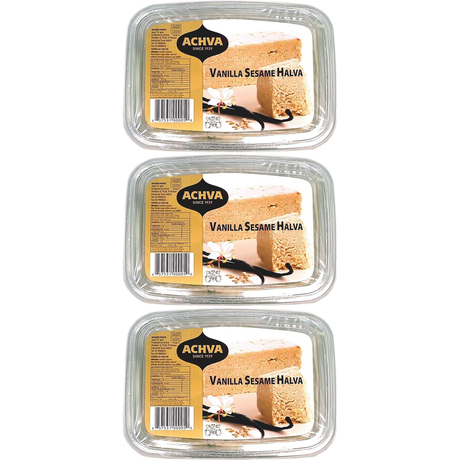 3x 454g Achva Sesame Halva with Vanilla (Kosher Parve) - Product of Israel (Bulk Pack)