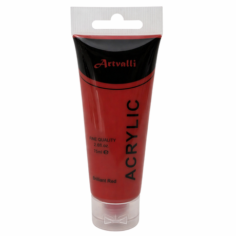 Artvalli Artists Acrylic Paint - Brilliant Red 75ml Tube (Water Based & Non Toxic)
