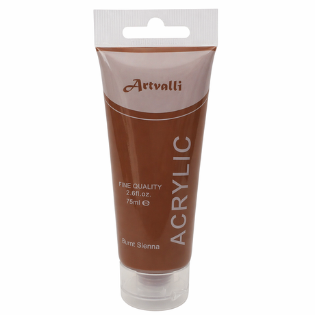 3x Artvalli Artists Acrylic Paint Bulk Pack - Burnt Sienna 75ml Tube (Water Based & Non Toxic)