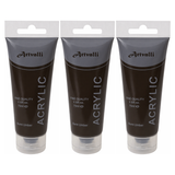 3x Artvalli Artists Acrylic Paint Bulk Pack - Burnt Umber 75ml Tube (Water Based & Non Toxic)